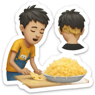 Boy snorting grated cheese sticker