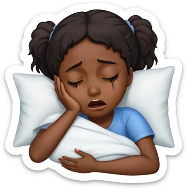 black girl crying herself to sleep sticker