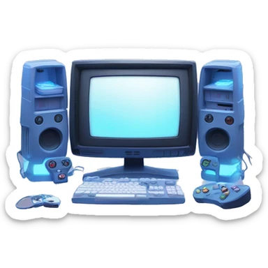 Aesthetic cute blue light gaming set up sticker