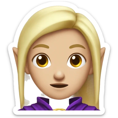 mad angry angry sad Noble female Elf with Elf ears and blonde hair and purple robes sticker