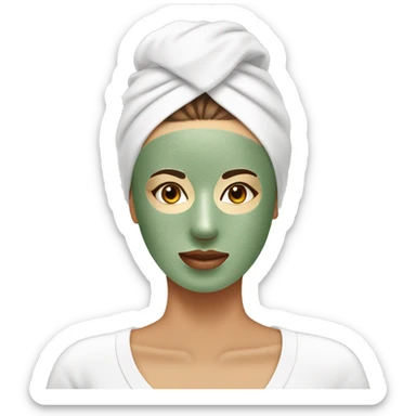 Lady with face mask spa beauty full face relaxing sticker