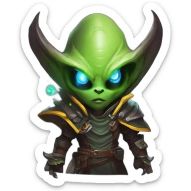 alien demon hunter scifi roguelike rpg style inspired by slay the spire digital art sticker