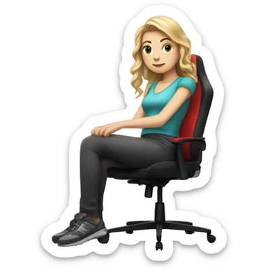 white girl on a Gaming chair thinking  sticker