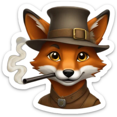 Kettari fox chiffa with hat, smoking pipe sticker