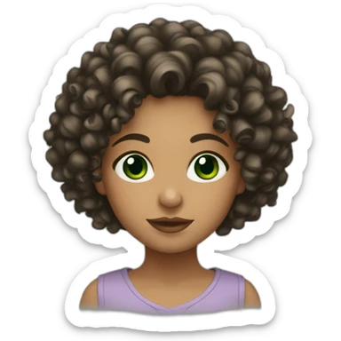 latina girl with green eyes and curly hair black sticker