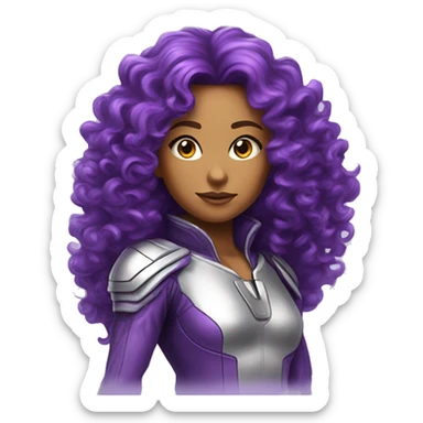 dc comics starfire burning curly long  hair, purple and silver spacesuit with no helmet   sticker