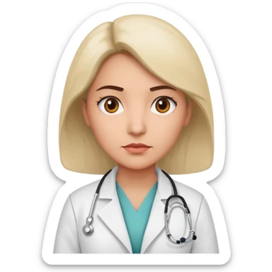 female medium skin physician, NO stethoscope around neck sticker