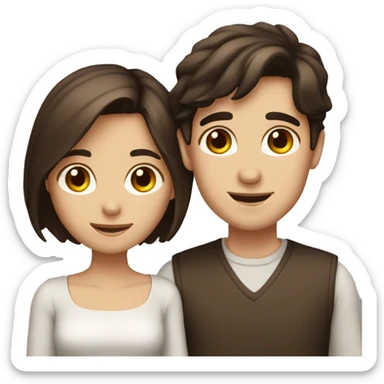 Lovely couple boy with dark hair and girl with brown hair sticker