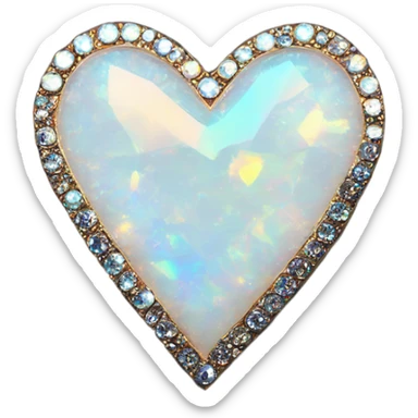 opal Crystal rhinestone pave heart sticker
