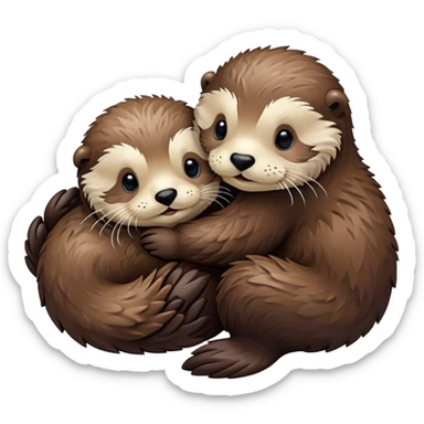 sea otters hugging sticker