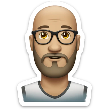 Tattooed bald man with beard and glasses sticker