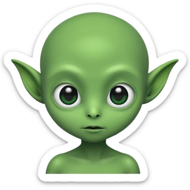 a bold cute aliens with a little hair sticker