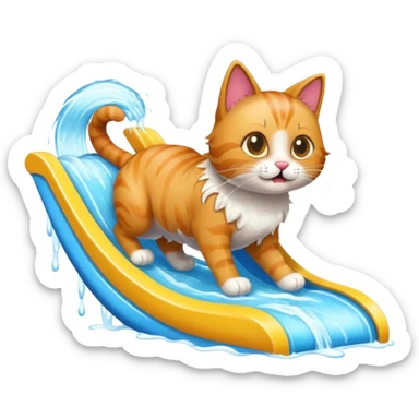 Cat on a waterslide sticker