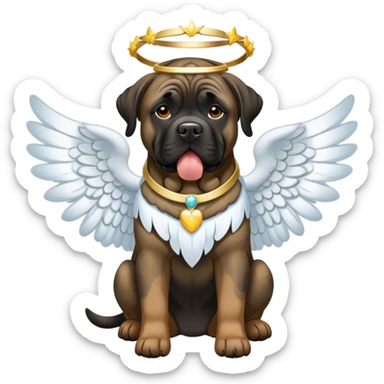 Black and tan brindle mastiff wearing angel halo  sticker