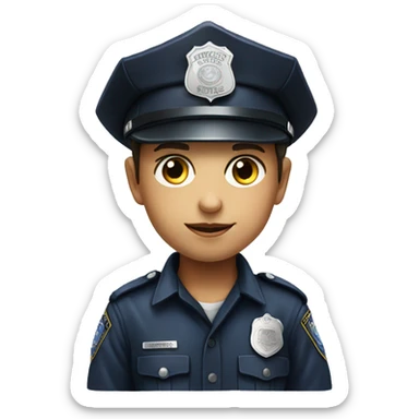 realistic portrait of a boy with police hat sticker
