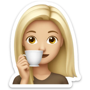 Blonde girl with a cup of tea sticker