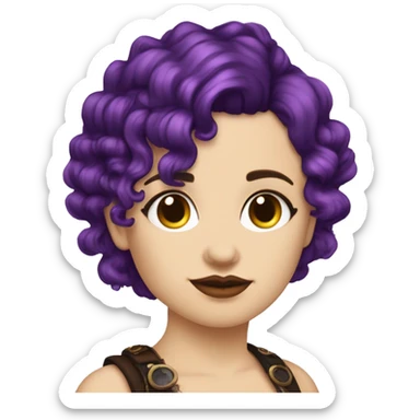 steampunk profile short hair mohawk purple Victorian wavy  on Caucasian girl with small nose round fat face sticker