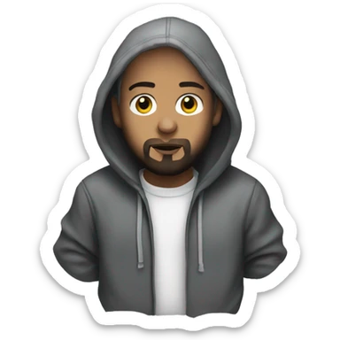 Eminem with a beard and wearing a hoodie sticker