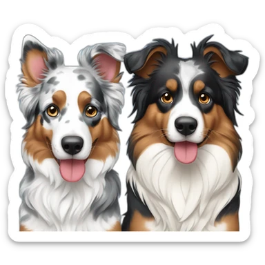 Blue merle aussie and red bi aussie sticker