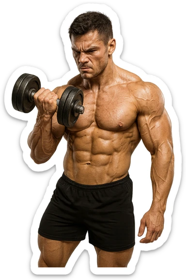 bodybuilder che fa curl manubri  sticker