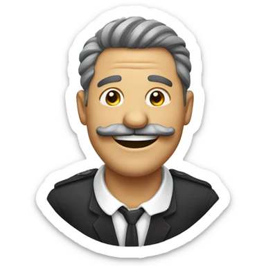 Man with funny mustache laughing. sticker