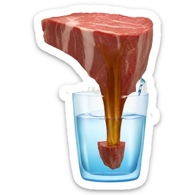 water pouring onto a steak from a glass sticker