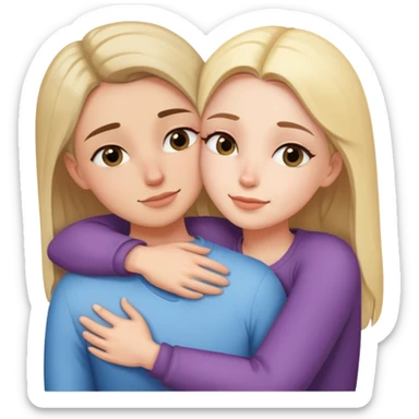 Two besties hugging each other super tight with eyes squinted sticker