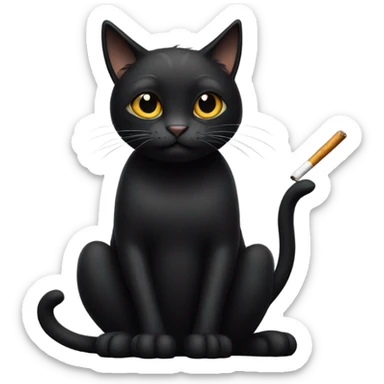 a black cat smoking a cigarette sticker