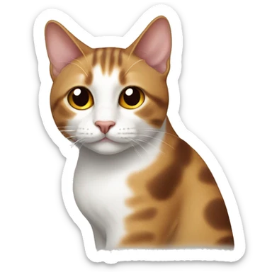 a cat with a red spot on the left ear and a brown spot on the right ear sticker