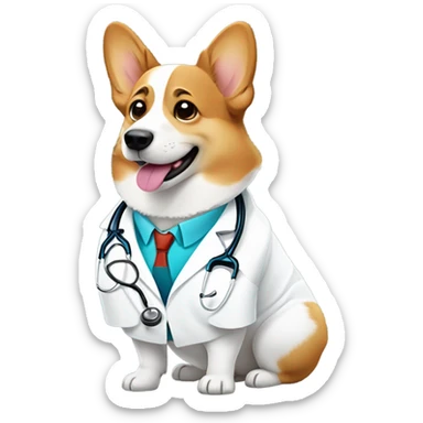 Corgi dog as a doctor sticker