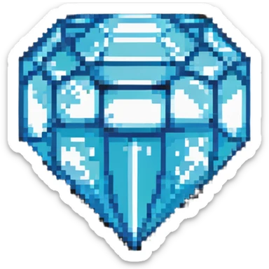 blocky pixelated Minecraft diamond emoji, less realistic sticker