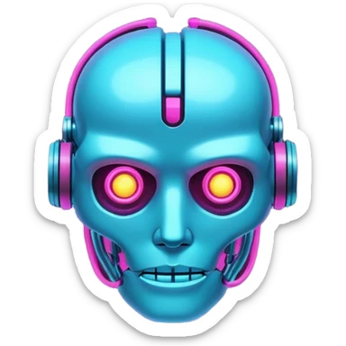 emoji artificial intelligence, digital brain with neon effects, dark background, cyberpunk style sticker
