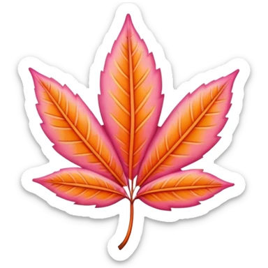 ultra realistic pink and orange leaf sticker