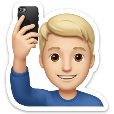 male taking selfie sticker