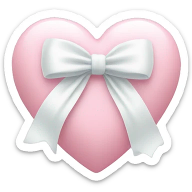Pastel pink heart with white bow sticker