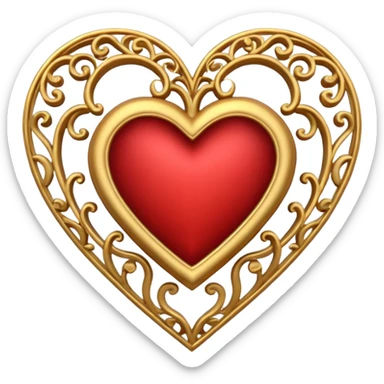 filigree valentine heart design, 3D, very detailed, hollow center sticker