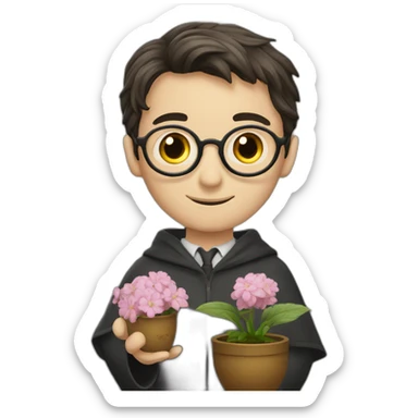 Harry Potter avec un pot de fleur sur la tête  sticker