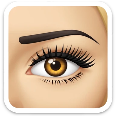 eyelash strip above an open eye sticker