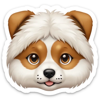 Dog, light brown patches on fur on eyes and white fur. Black nose and brown eyes.  sticker