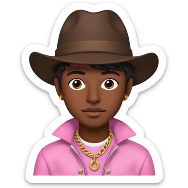 Lil Nas X black hair, pink outfit sticker