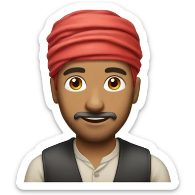 Yemeni men make him with red hire sticker