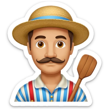 venetian gondolier with mustache, no rows sticker