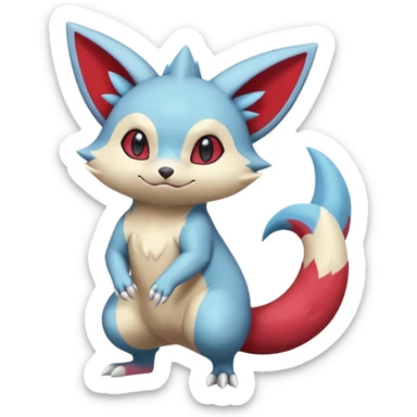Colorful Painted Asian Cartoony Anime-styled Sneasel-Minccino-Zoroark-Buizel-Zangoose-hybrid-fusion, full body sticker