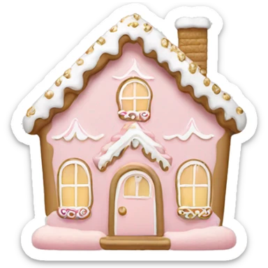 light pink and gold and white gingerbread house sticker