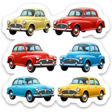 classic cars with different colors  sticker