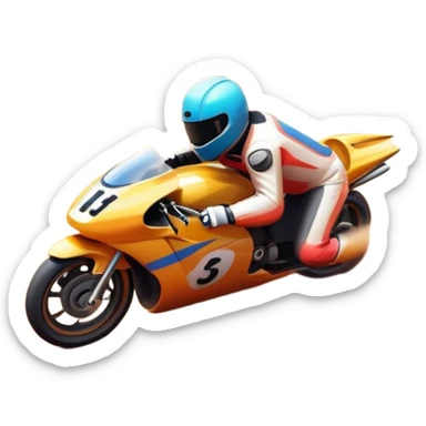 A sleek racing car and motorcycle speeding on a track, leaving a trail of dust behind. The scene captures the thrill of high-speed competition, with blurred motion and vibrant colors, highlighting the dynamic energy of motorsport. sticker