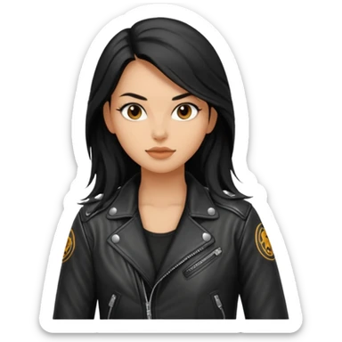 biker girl black long hair  sticker