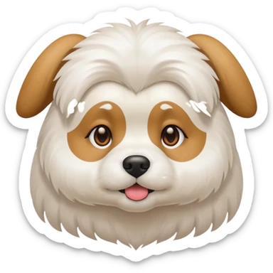 Shitzu com cor principal branca com orelhas de cor marrom claro sticker