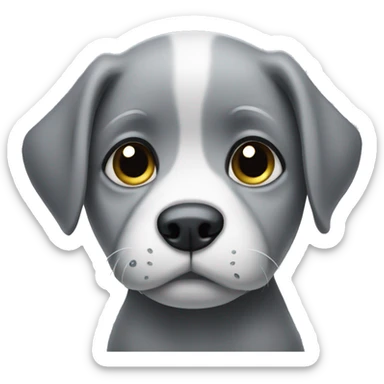 Sad grey puppy with tear sticker