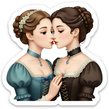 lesbian kiss between victorian women sticker